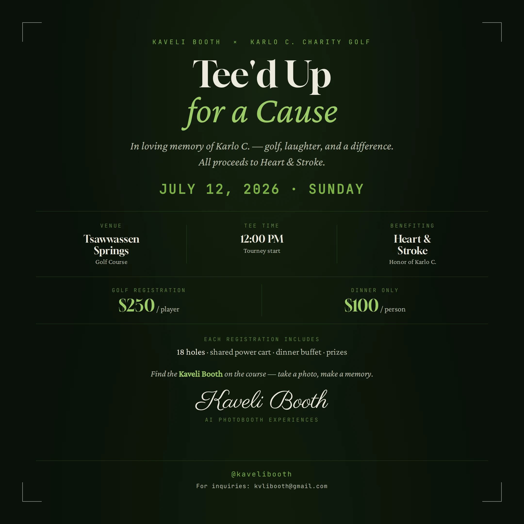 Tee'd Up for a Cause — Karlo C. Charity Golf, July 12 2026